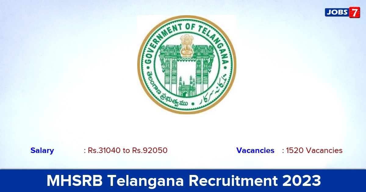 MHSRB Telangana Recruitment 2023 - Apply 1520 Multi Purpose Health Assistant Vacancies