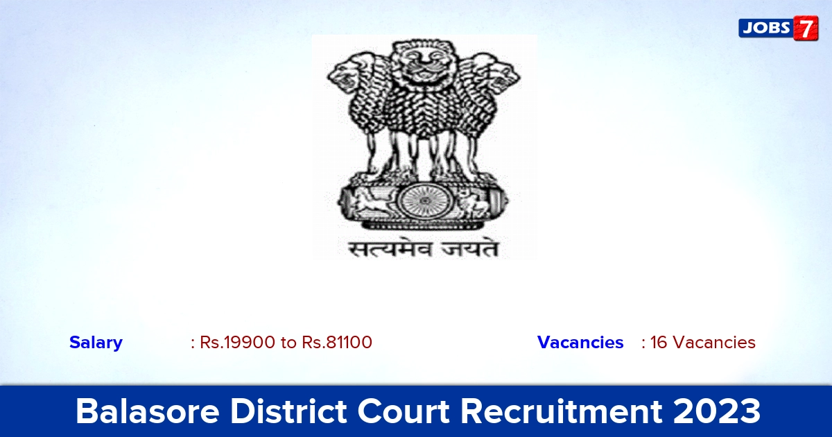 Balasore District Court Recruitment 2023 - Apply Offline for 16 Typist, Amin Vacancies