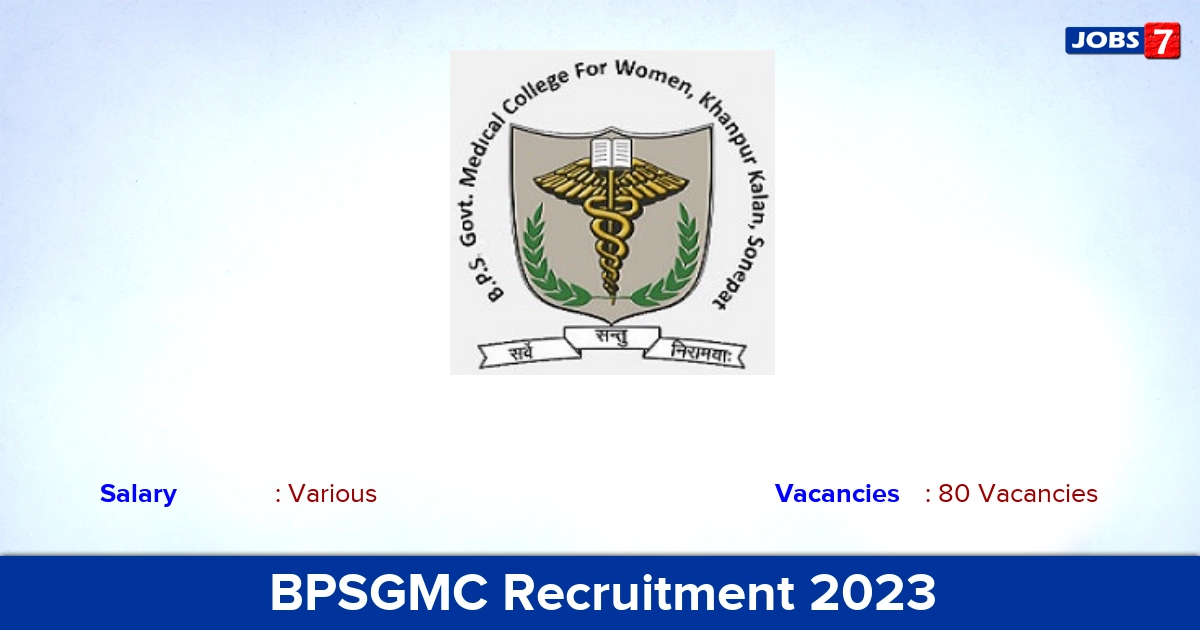 BPSGMC Recruitment 2023 - Apply Offline for 80 Tutor, Senior Resident Vacancies