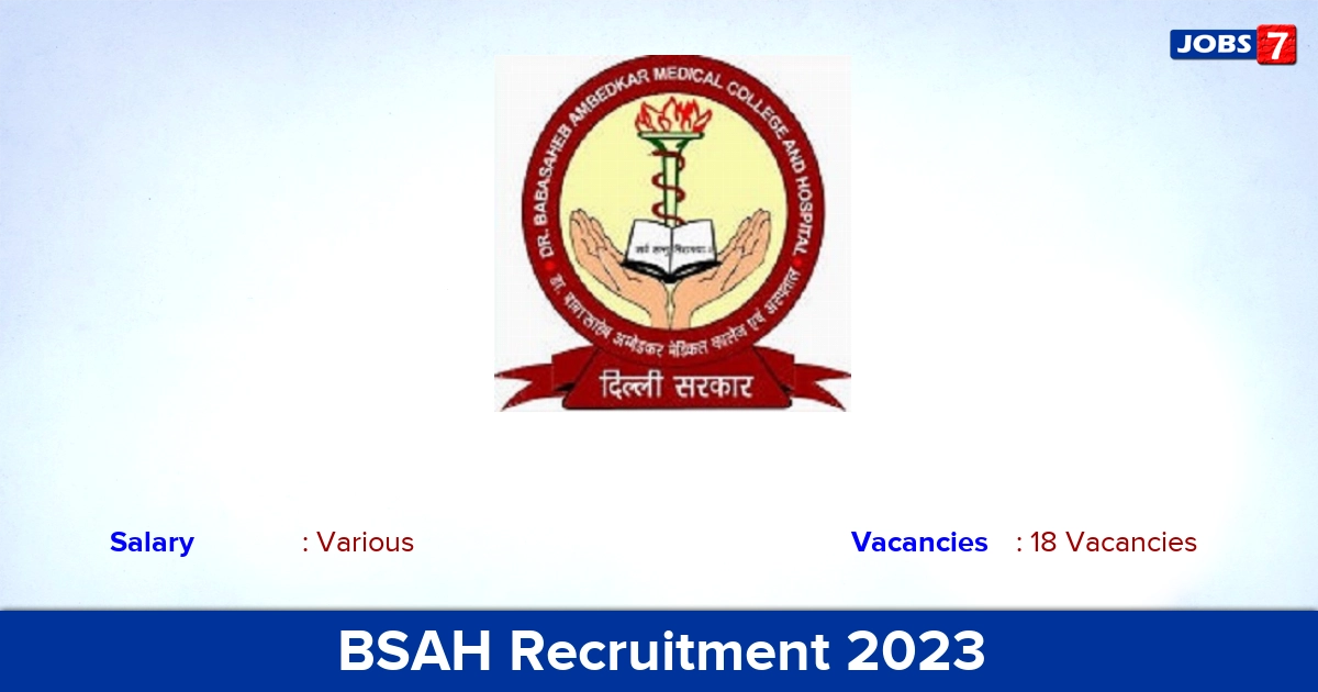 BSAH Recruitment 2023 - Apply Online for 18 Senior Resident Vacancies
