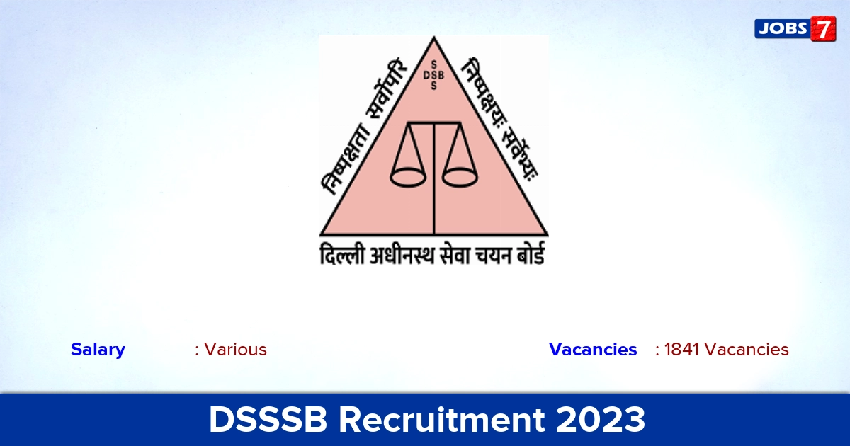 DSSSB Recruitment 2023 - Apply Online for 1841 TGT Vacancies
