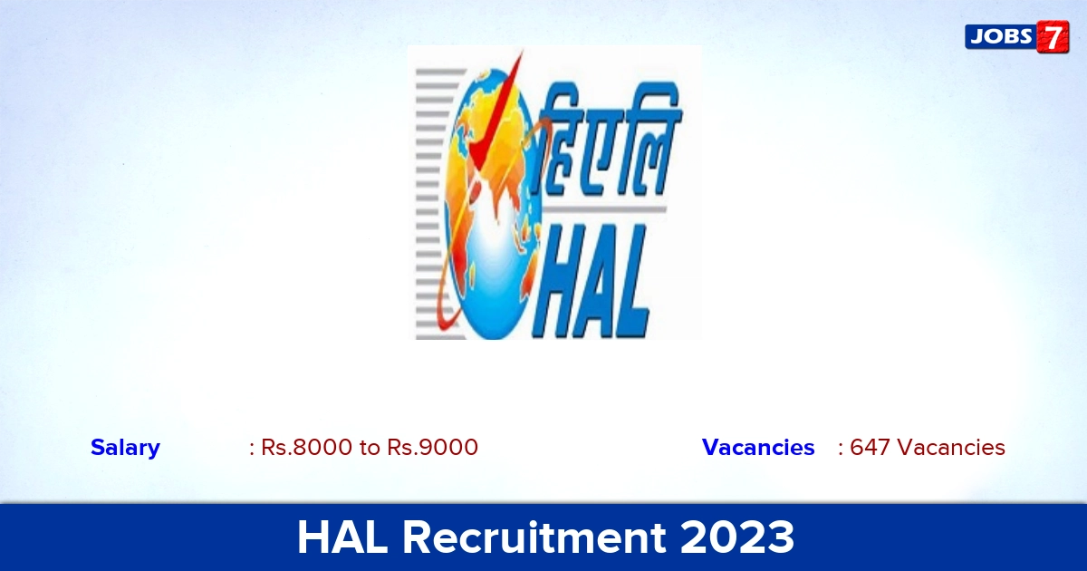 HAL Recruitment 2023 - Apply Online for 647 Apprentice Vacancies