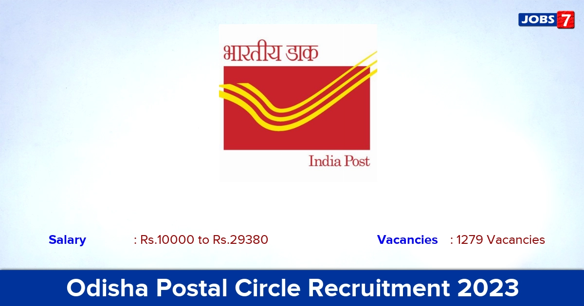 Odisha Postal Circle Recruitment 2023 - Apply Online for 1279 GDS Vacancies
