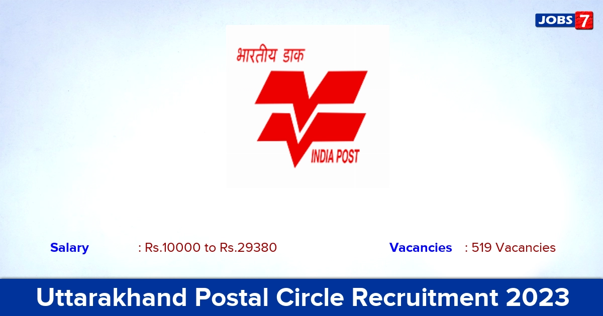 Uttarakhand Postal Circle Recruitment 2023 - Apply Online for 519 GDS Vacancies