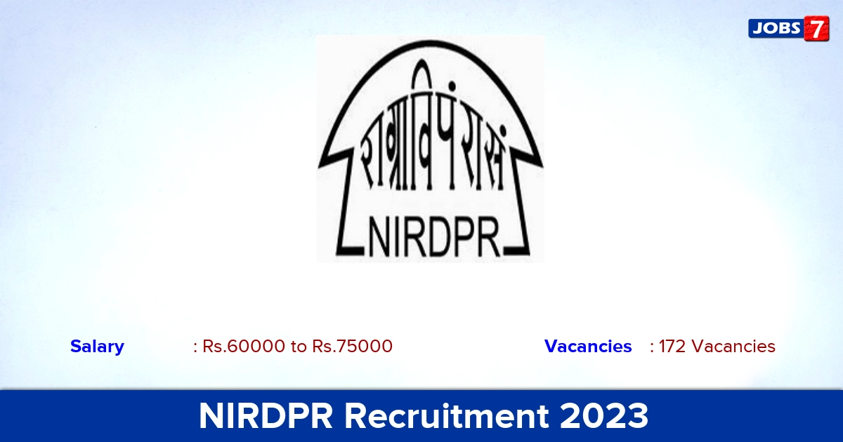 NIRDPR Recruitment 2023 - Apply Online for 172 State Quality Monitor Vacancies