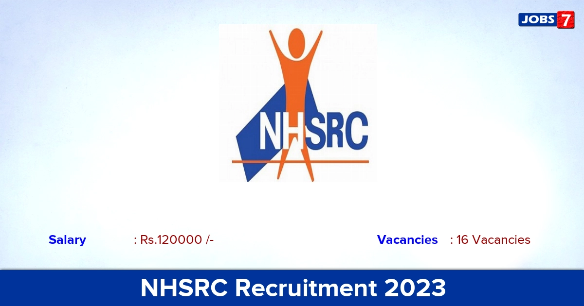 NHSRC Recruitment 2023 - Apply Online for 16 Medical Consultant Vacancies