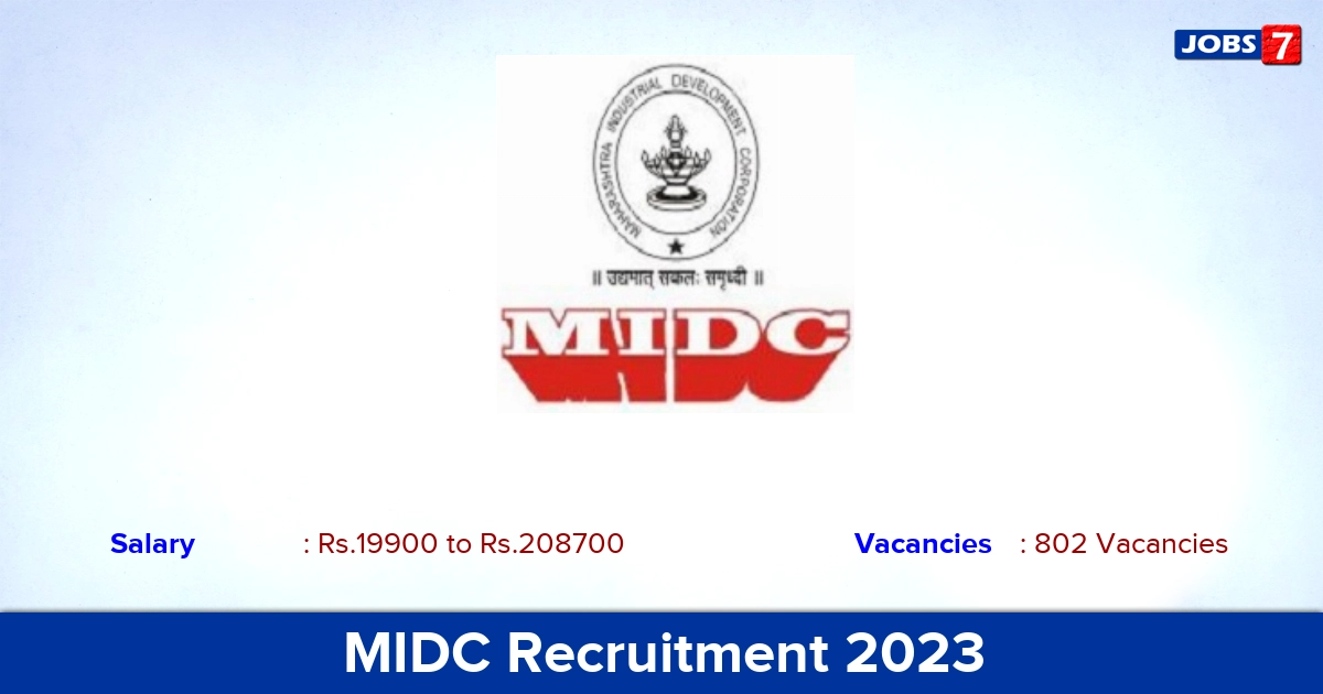 MIDC Recruitment 2023 - Apply Online for 802 Assistant Engineer Vacancies