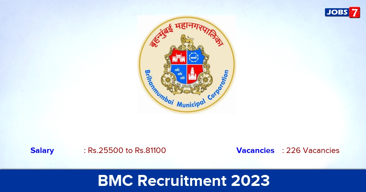 BMC Recruitment 2023 - Apply Online for 226 Junior Stenographer Vacancies