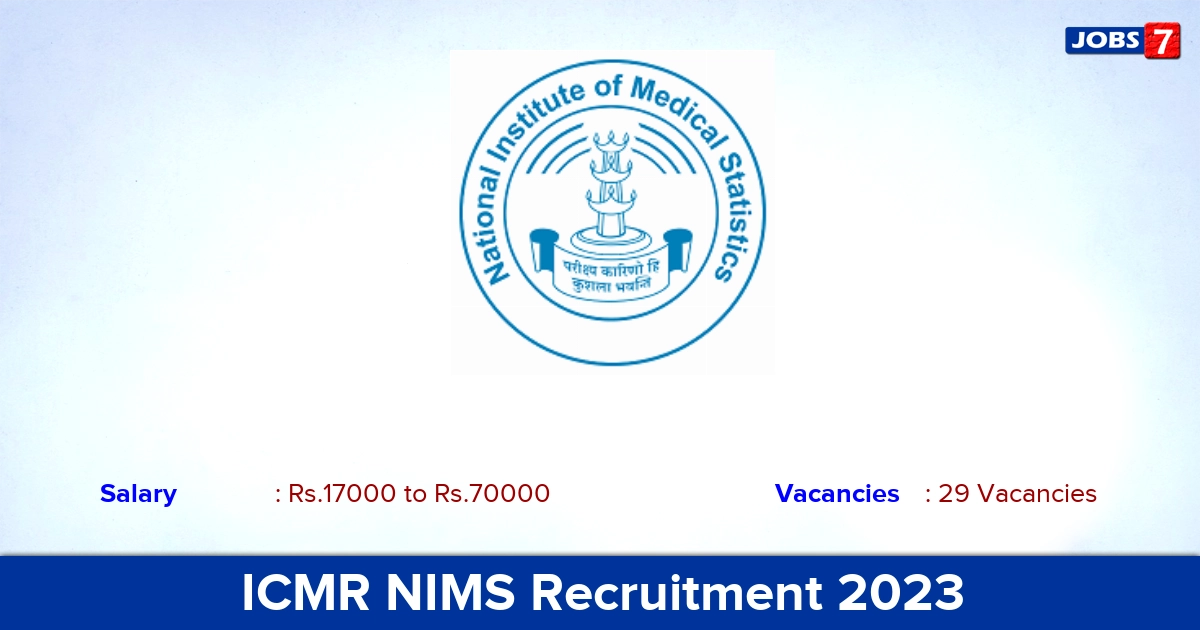 ICMR NIMS Recruitment 2023 - Apply Offline for 29 Technician Vacancies