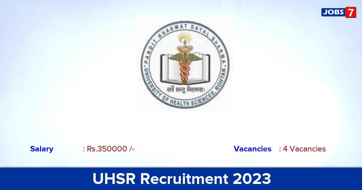 UHSR Recruitment 2023 - Apply Offline for Consultant Jobs