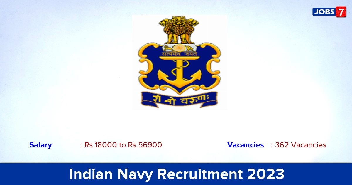 Indian Navy Recruitment 2023 - Apply Online for 362 Tradesman Mate Vacancies