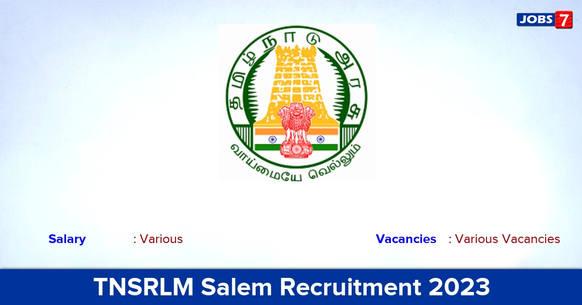 TNSRLM Salem Recruitment 2023 - Block Resource Person Vacancies