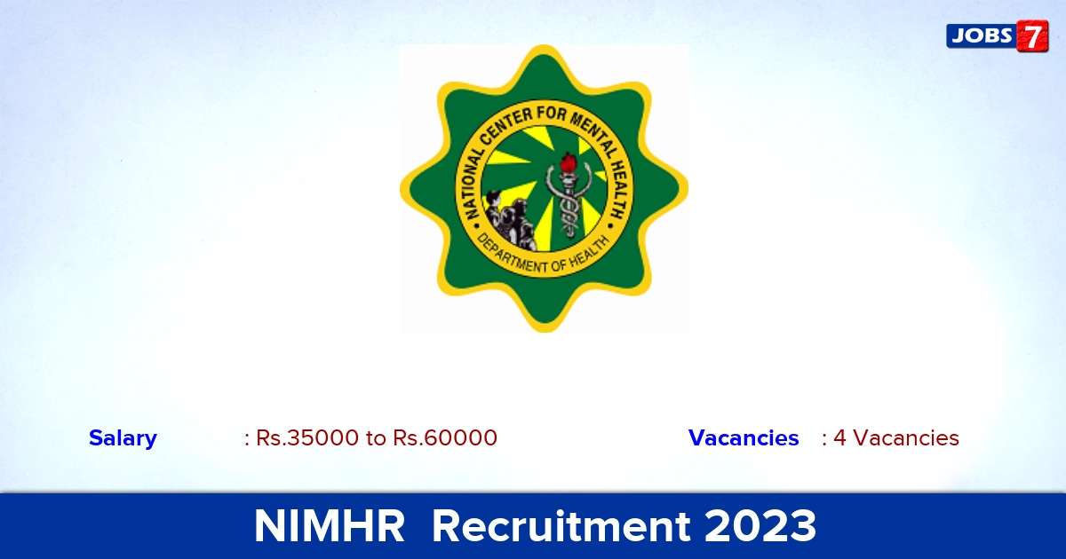 NIMHR  Recruitment 2023 - Apply Online for Consultant Jobs