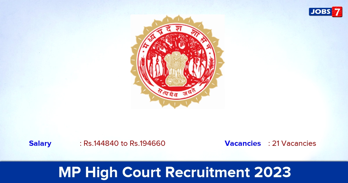 MP High Court Recruitment 2023 - Apply Online for 21 District Judge Vacancies