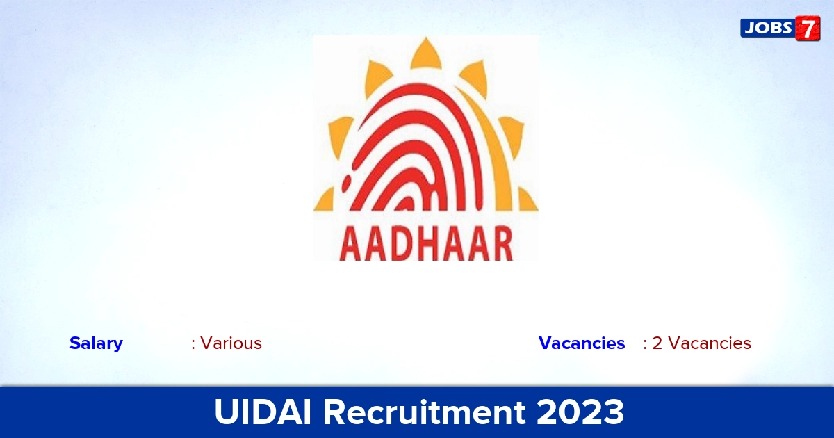 UIDAI Recruitment 2023 - Apply Offline for Assistant Section Officer Jobs