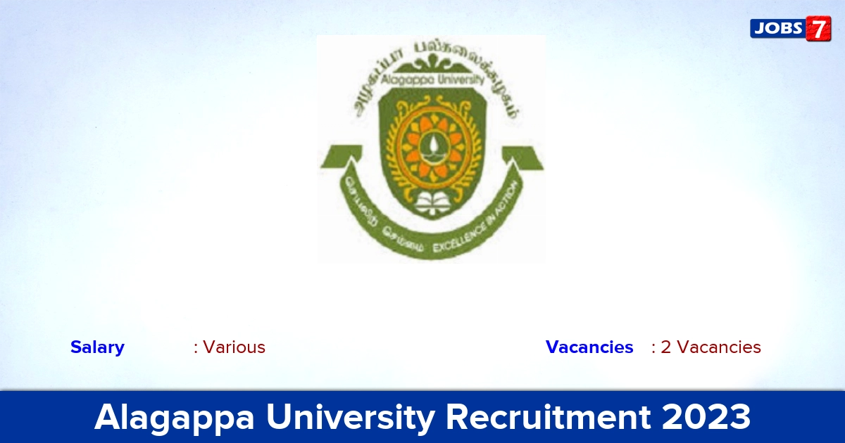 Alagappa University Recruitment 2023 - Research Associate Jobs