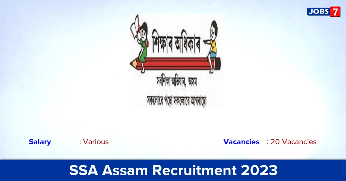 SSA Assam Recruitment 2023 - Apply 20 Education Executive Vacancies