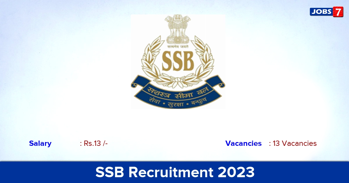 SSB Recruitment 2023 - Apply 13 Assistant Commandant Vacancies