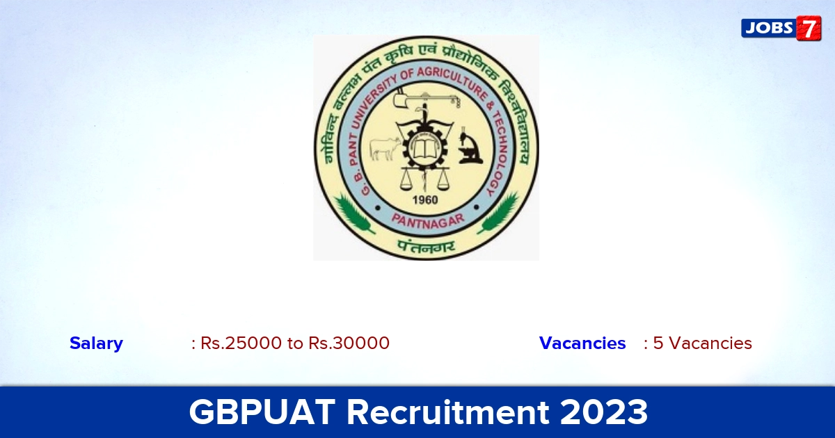 GBPUAT Recruitment 2023 - Apply Teaching Personnel Jobs
