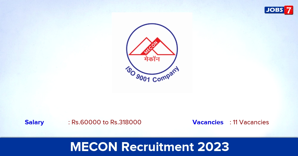 MECON Recruitment 2023 - Apply Online for 11 Manager Vacancies