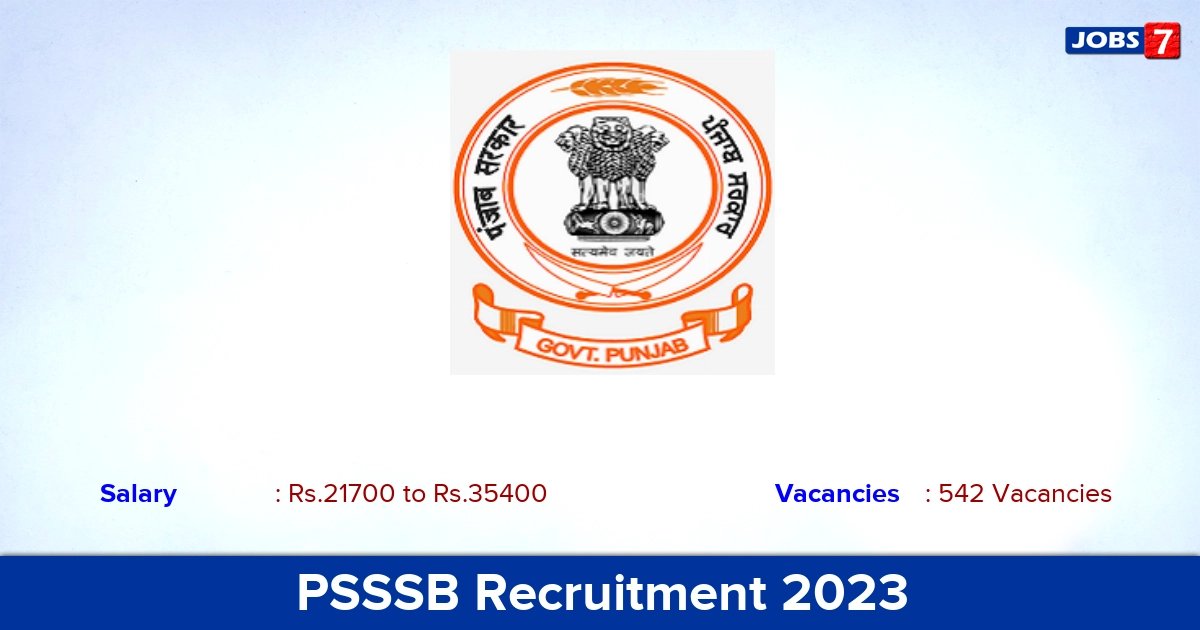 PSSSB Recruitment 2023 - Apply Online for 542 Junior Engineer Vacancies