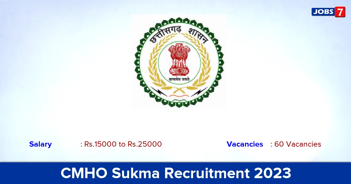 CMHO Sukma Recruitment 2023 - Apply Offline for 60 CHO Vacancies