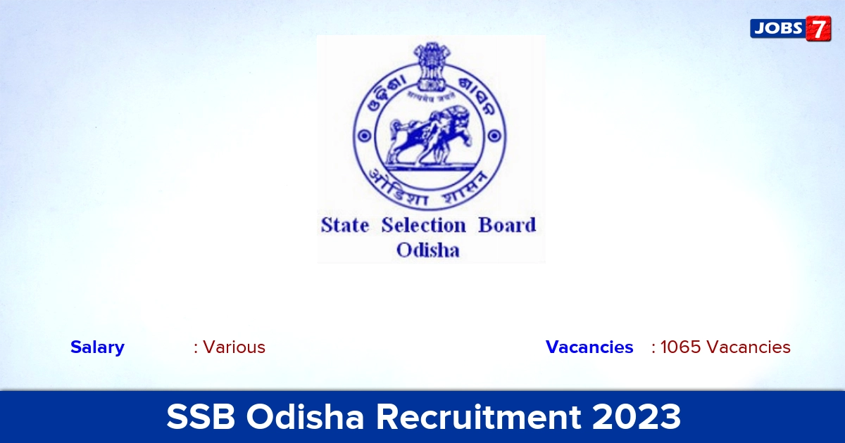 SSB Odisha Lecturer Recruitment 2023 - Apply Online for 1065 Vacancies