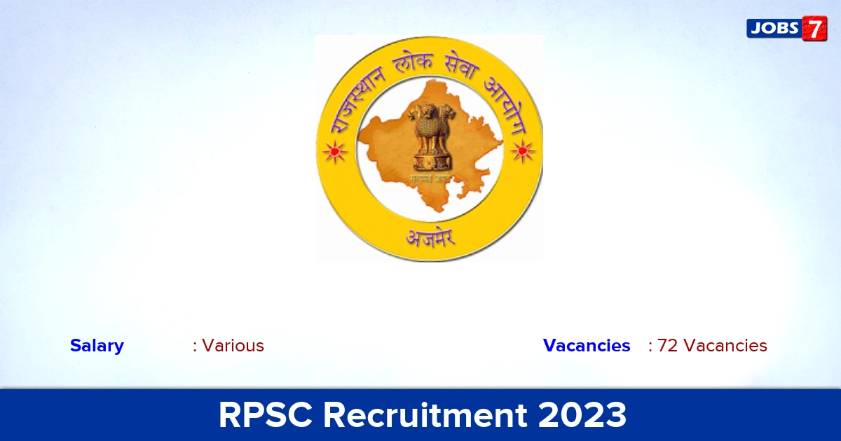 RPSC Statistical Officer Recruitment 2023 - Apply Online for 72 Vacancies