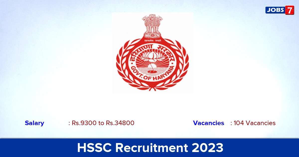 HSSC TGT Recruitment 2023 - Apply Online for 104 Vacancies