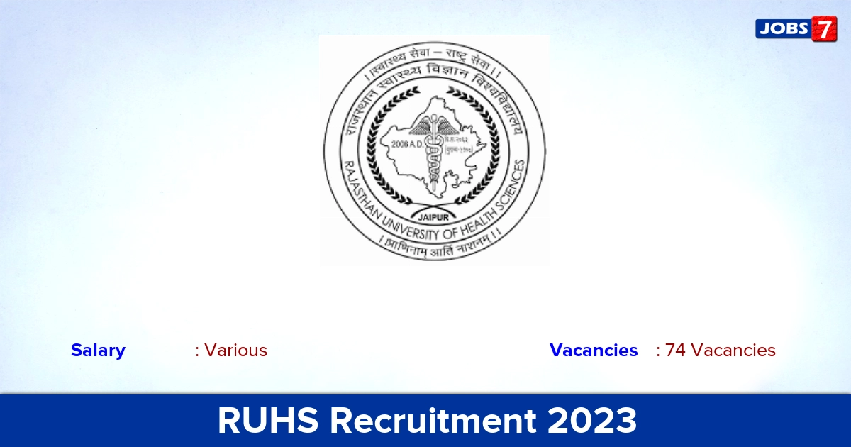 RUHS Recruitment 2023 - Apply Online for 74 Assistant Professor Vacancies