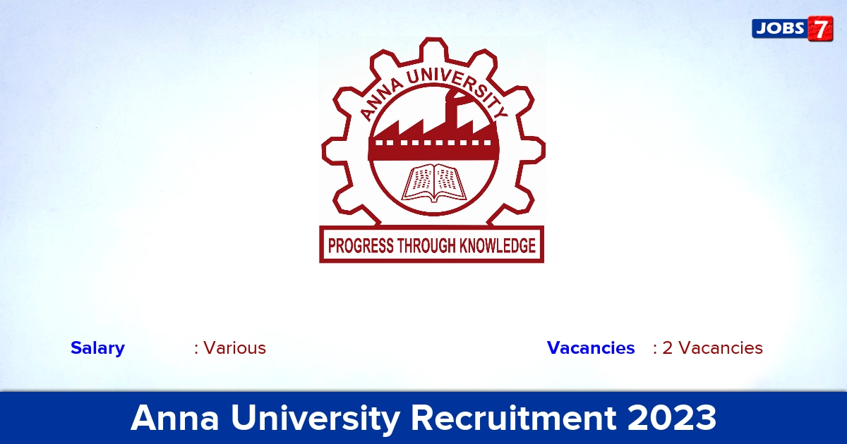 Anna University Recruitment 2023 - Skilled Lab Assistant Jobs