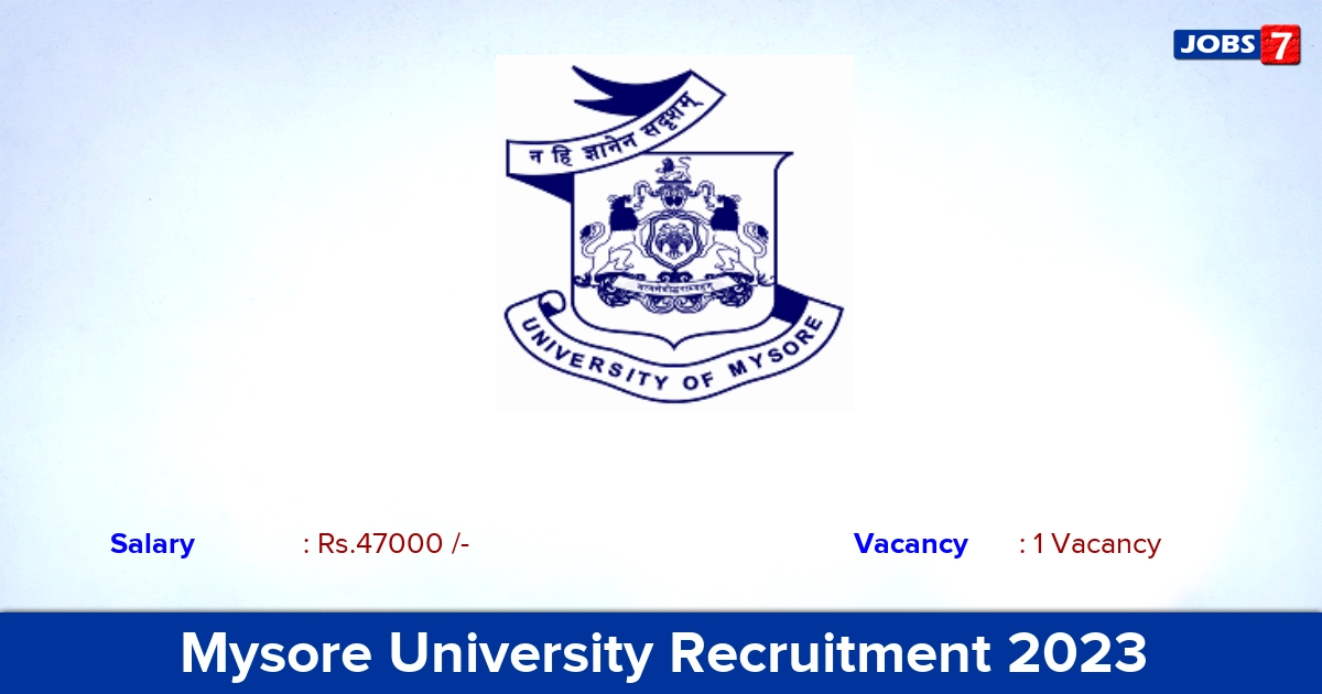 Mysore University Recruitment 2023 - Apply Offline for Research Associate Jobs