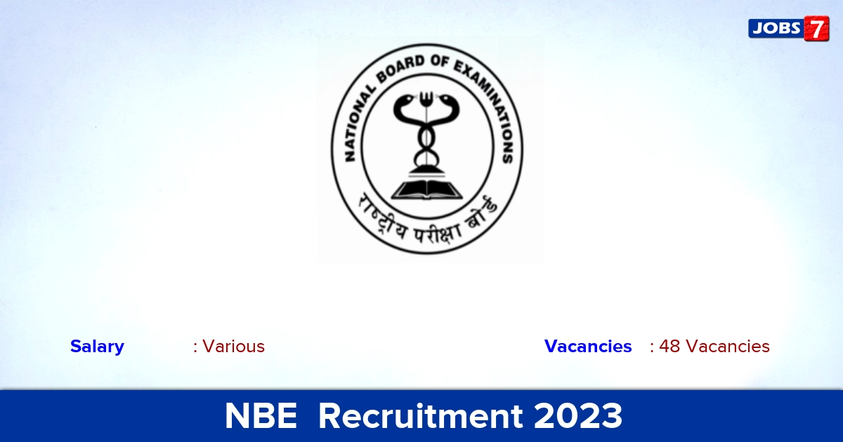 NBE Recruitment 2023 - Apply Online for 48 Junior Assistant Vacancies