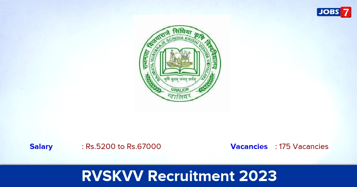 RVSKVV Recruitment 2023 - Apply 175 Skilled Supporting Staff Vacancies