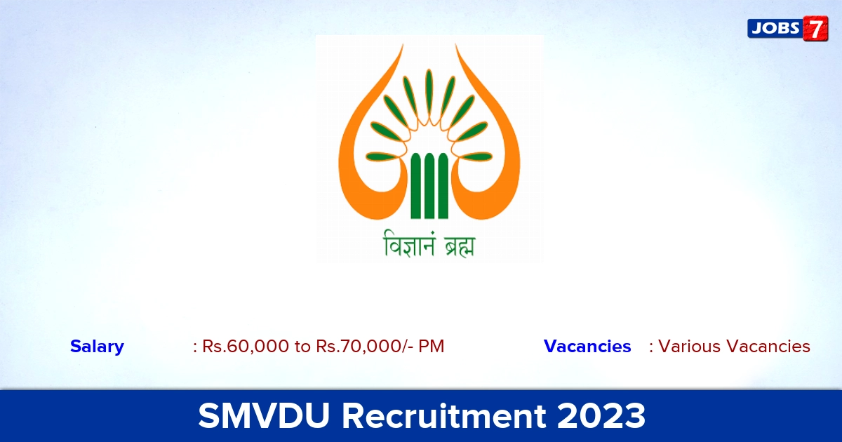 SMVDU Recruitment 2023 - Direct Interview for Assistant Professor Vacancies