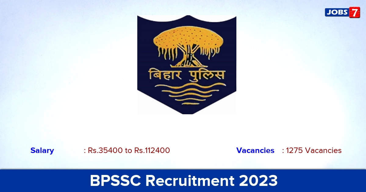 BPSSC Recruitment 2023 - Apply Online for 1275 Police SI Vacancies