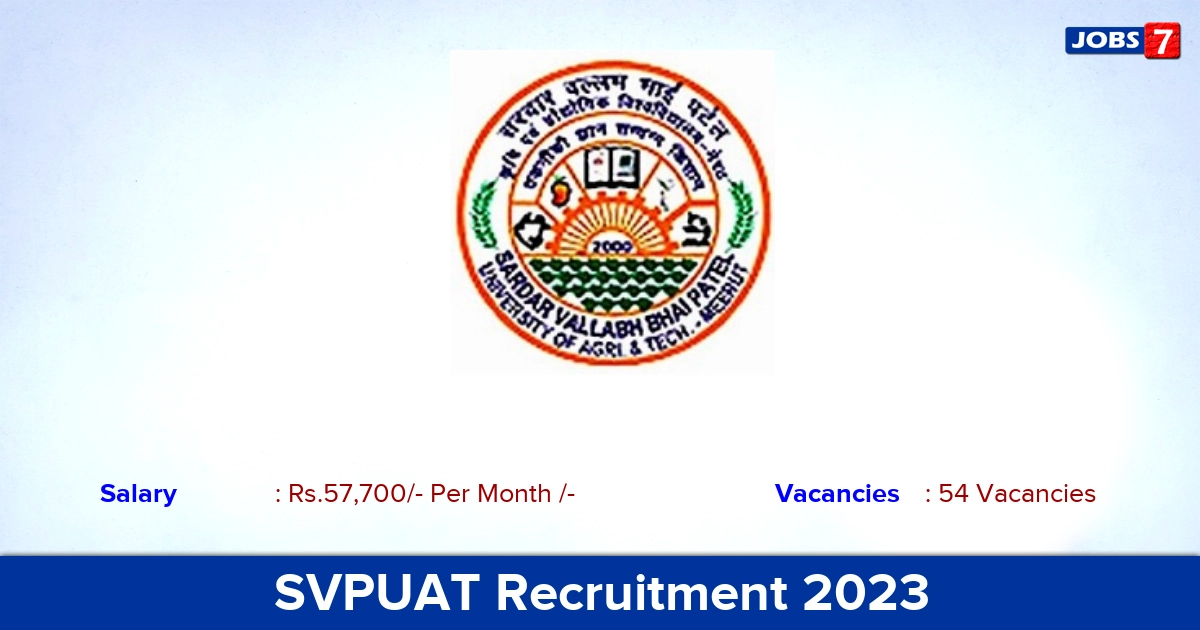 SVPUAT Recruitment 2023 - Apply Online or Offline for 54 Assistant Professor Jobs