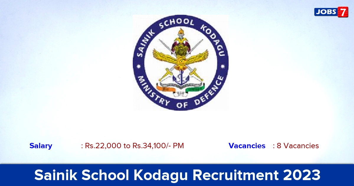 Sainik School Kodagu Recruitment 2023 - Apply Offline for Warden, Art Master Jobs