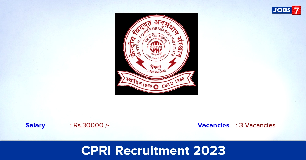 CPRI Recruitment 2023 - Apply Offline for Project Engineer Jobs