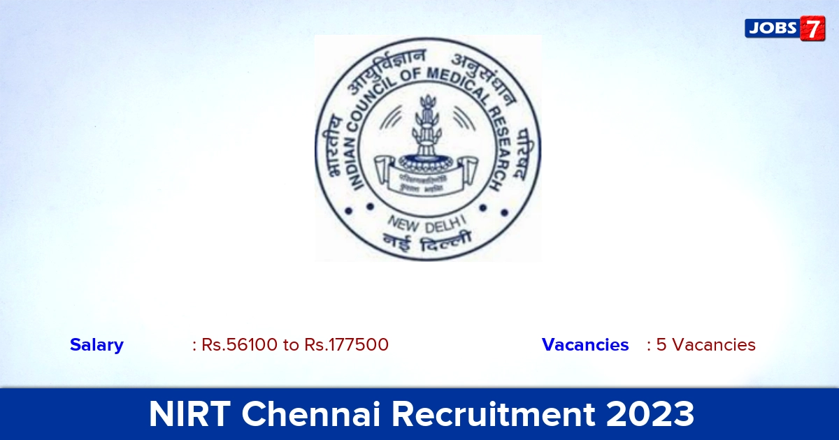 NIRT Chennai Recruitment 2023 - Apply Online for Technical Officer B Jobs