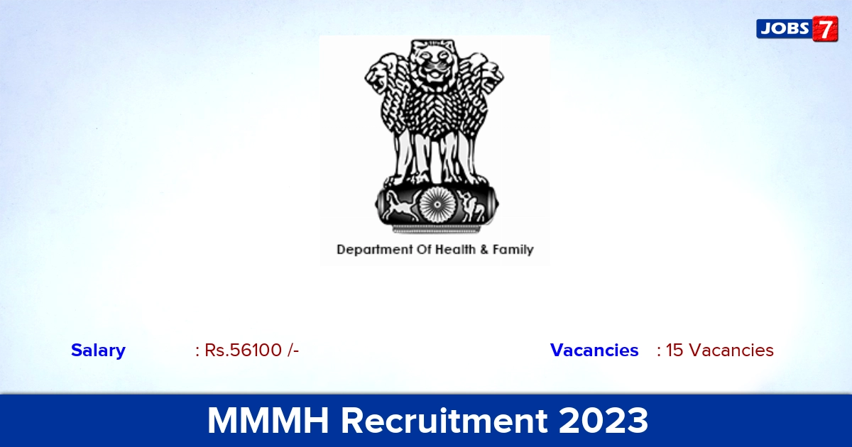 MMMH Recruitment 2023 - Apply Offline for 15 Junior Resident Vacancies
