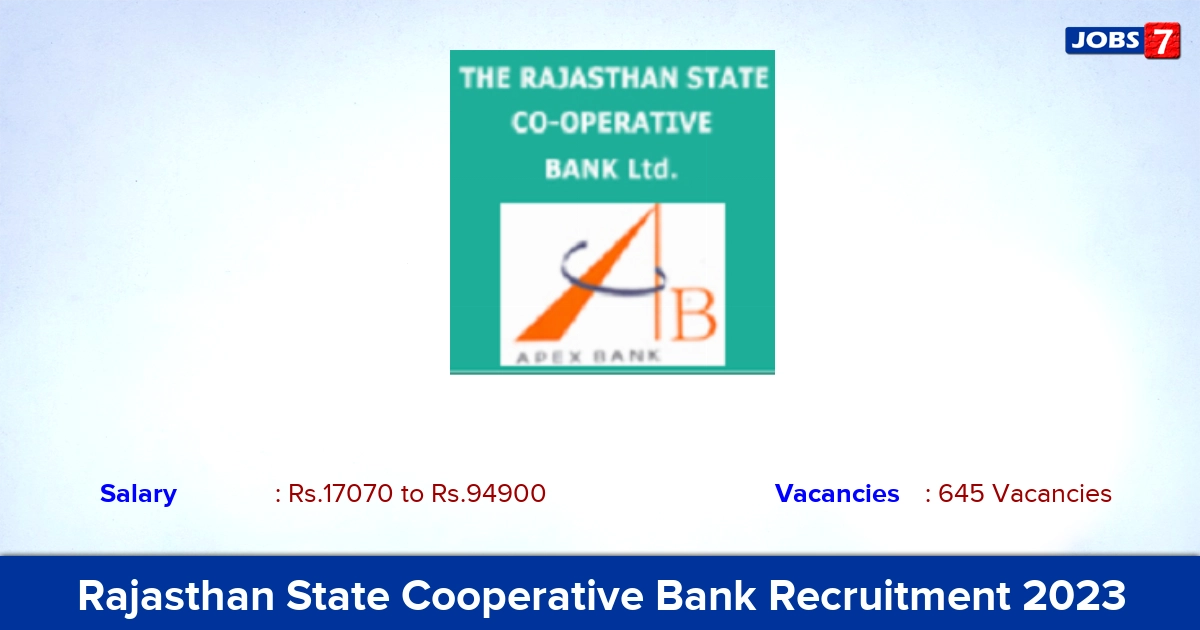 RSCB Banking Assistant Recruitment 2023 - Apply Online for 645 Vacancies