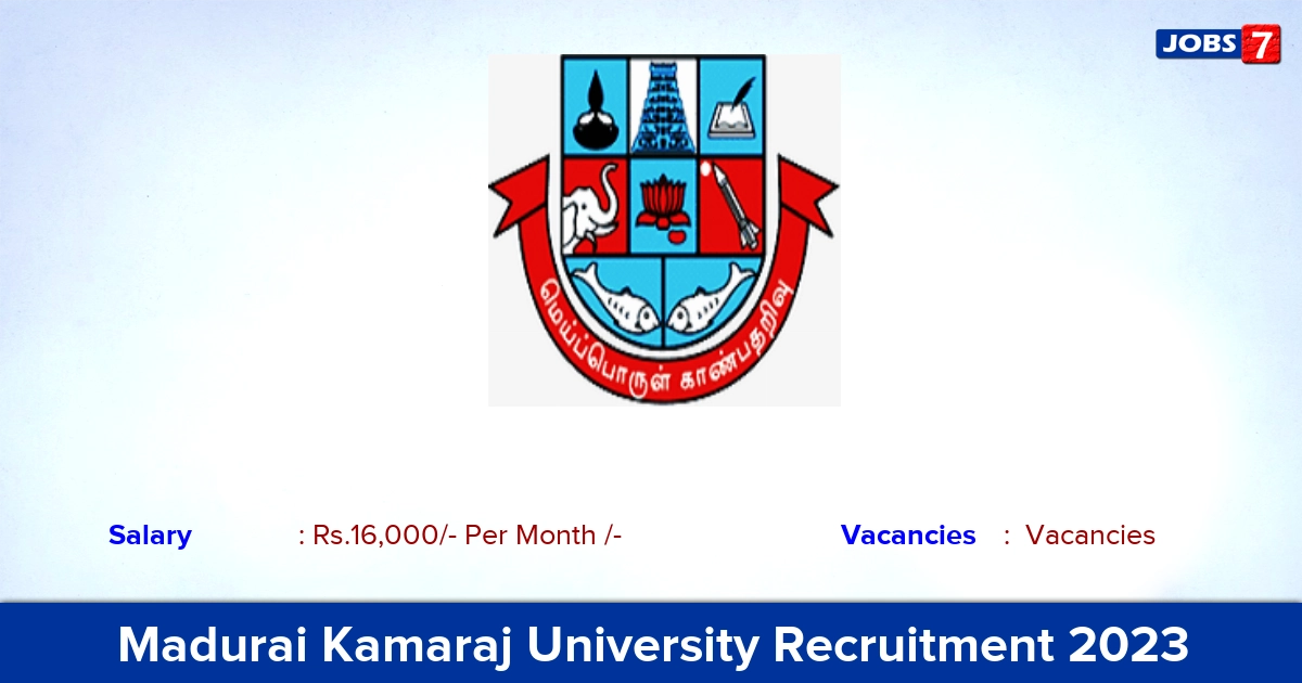 Madurai Kamaraj University Recruitment 2023 - Apply Online for Project Assistant Jobs