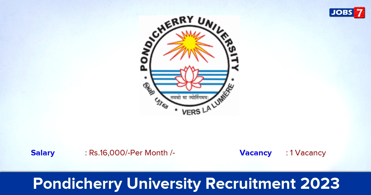 Pondicherry University Recruitment 2023 - Apply Online for Research Assistant Job Vacancy