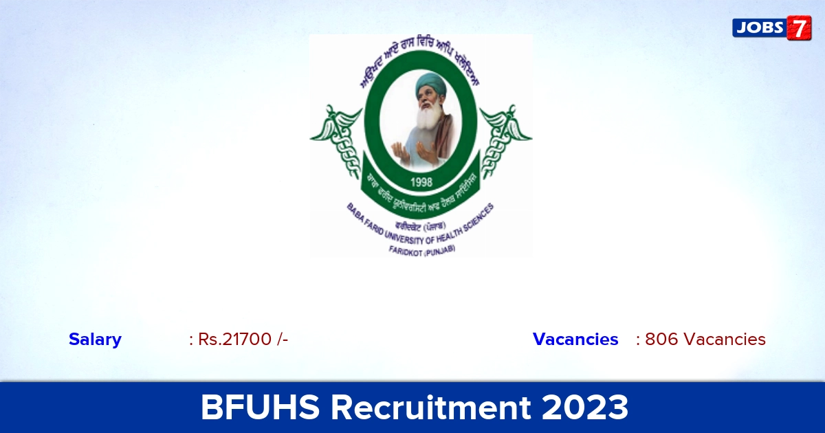 BFUHS Recruitment 2023 - Apply Online for 806 MPHW Vacancies