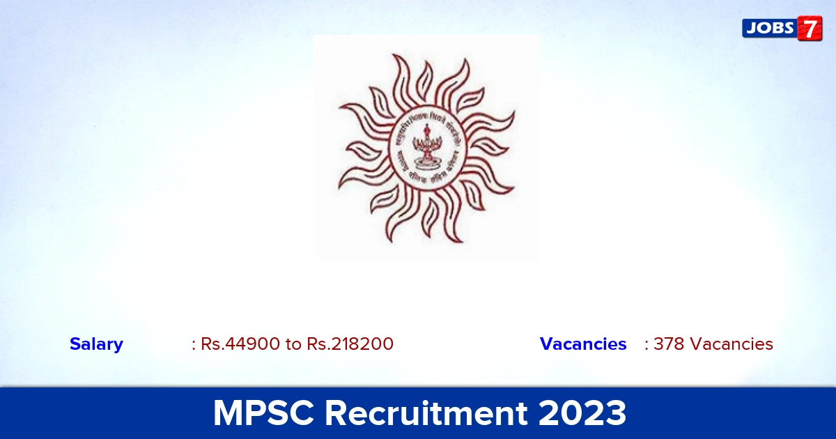 MPSC Assistant Professor Recruitment 2023 - Apply Online for 378 Vacancies