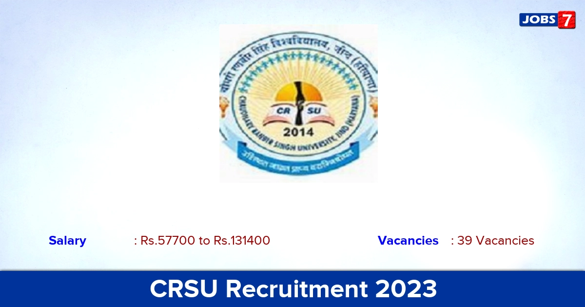 CRSU Recruitment 2023 - Apply Online for 39 Assistant Professor Vacancies