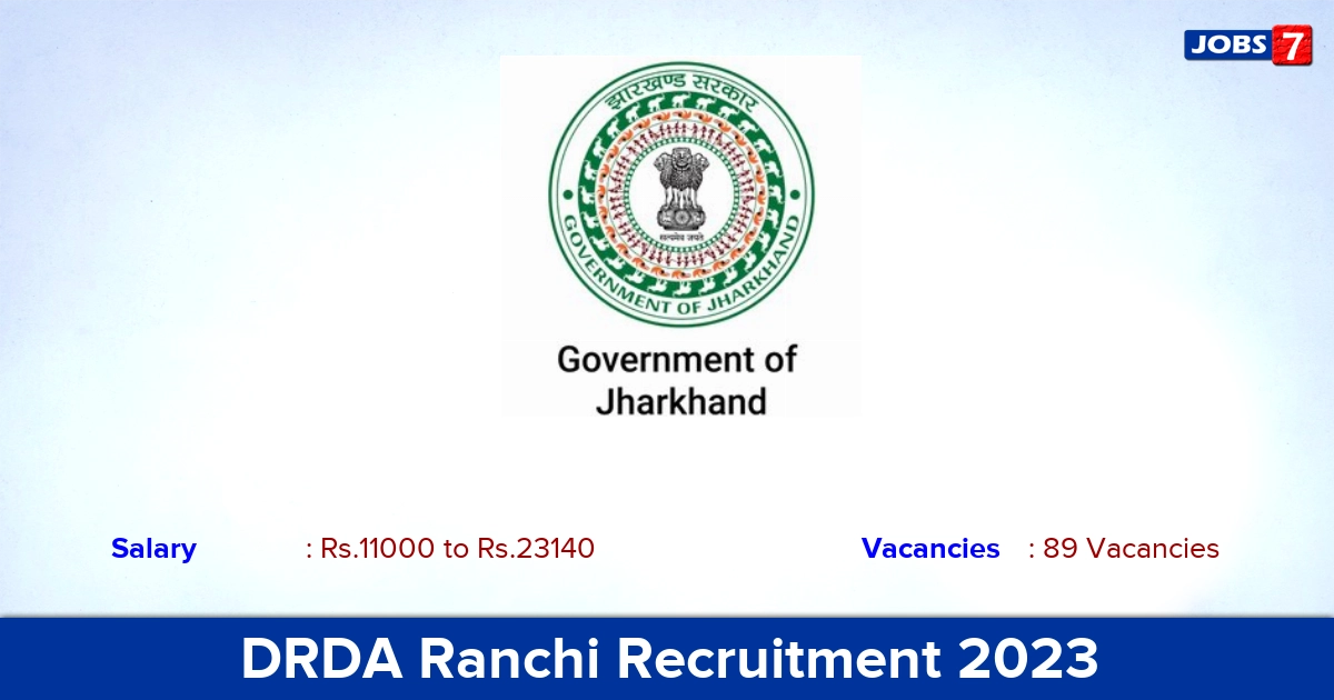 DRDA Ranchi Recruitment 2023 - Apply Online for 89 Gram Rojgar Sevak Jobs