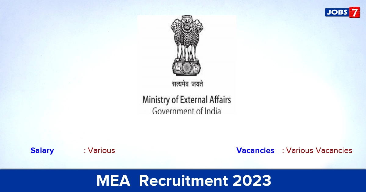 MEA Recruitment 2023 - Apply Offline for Consultant Vacancies