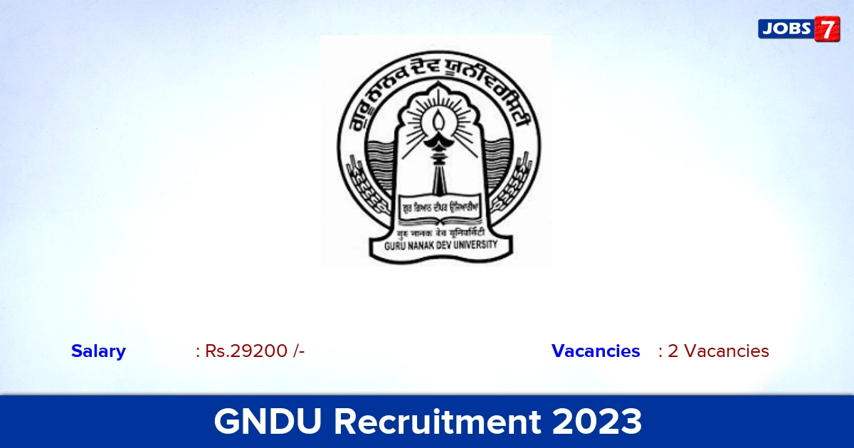 GNDU Recruitment 2023 - Apply Online for Physiotherapist Jobs